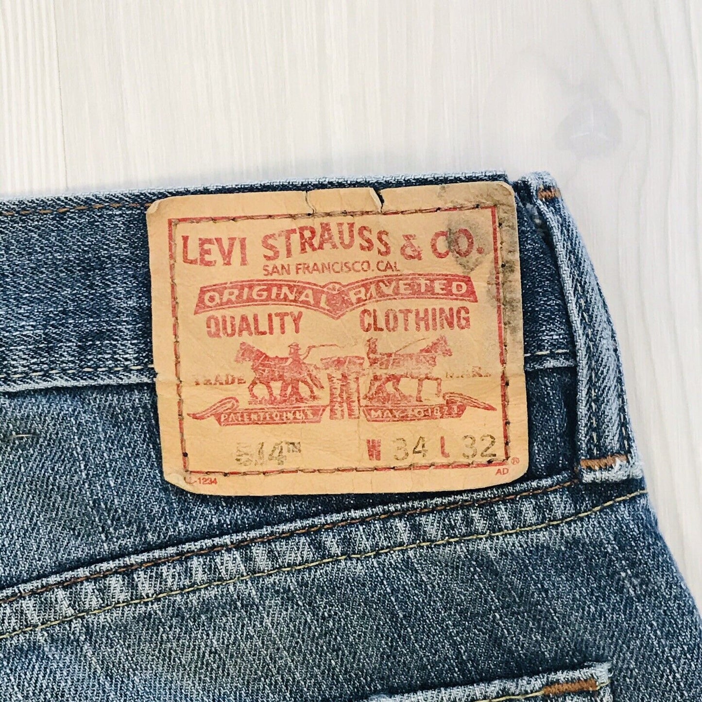 Levi's 514 Custom Made Blue Slim Straight Fit Cut-Off Shorts W34