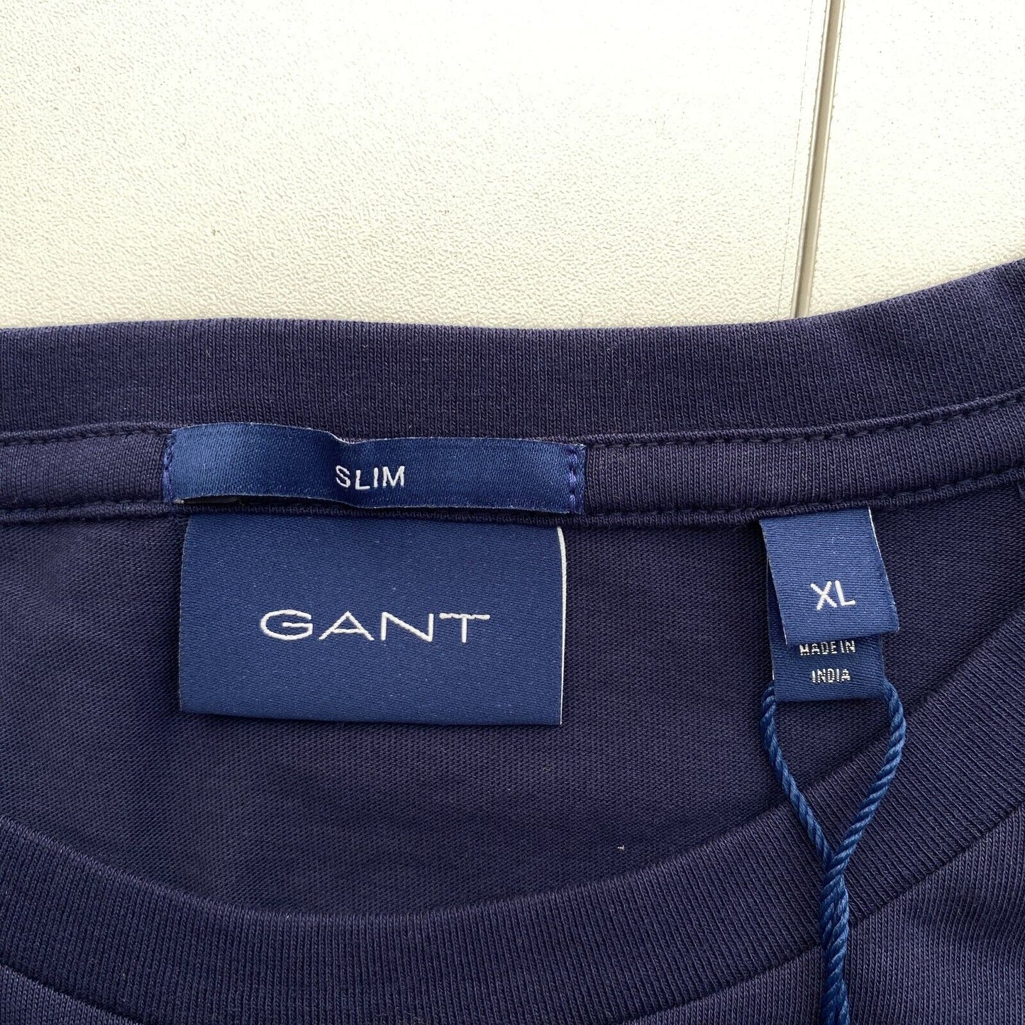 GANT Men Navy Blue Slim Fit Original Crew Neck Short Sleeve T Shirt Size XL