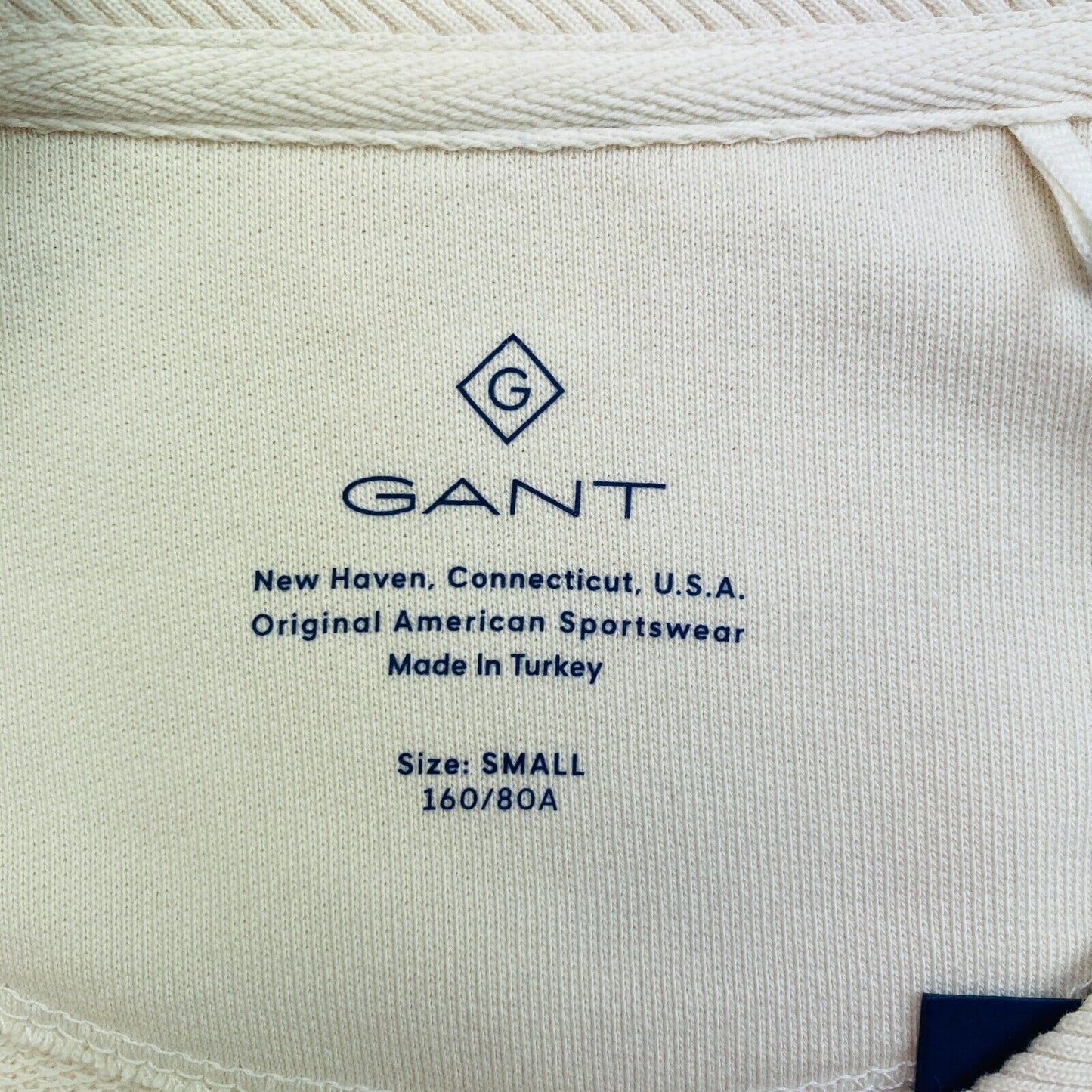 GANT Beige Quadrat Logo Relaxed Fit Crew Neck Sweater Pullover Size S