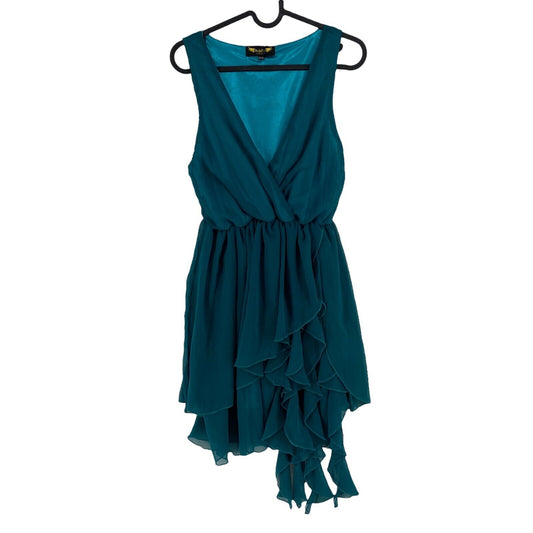 Angel Eye Dark Green Sleeveless Deep V-Neck Ruffle Fit & Flare Dress Size S / M