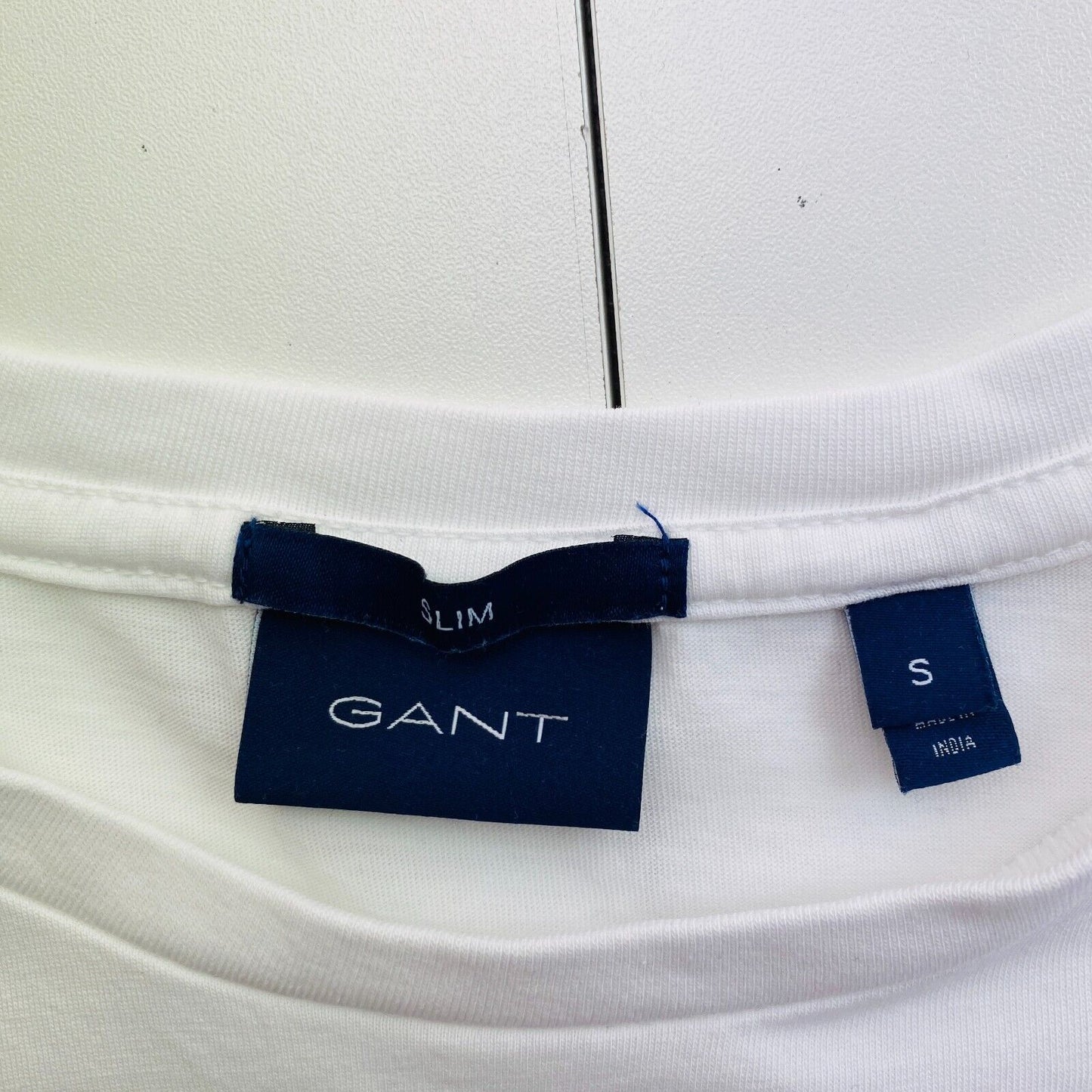 GANT Men White Original Slim Fit Crew Neck Long Sleeve T Shirt Size S