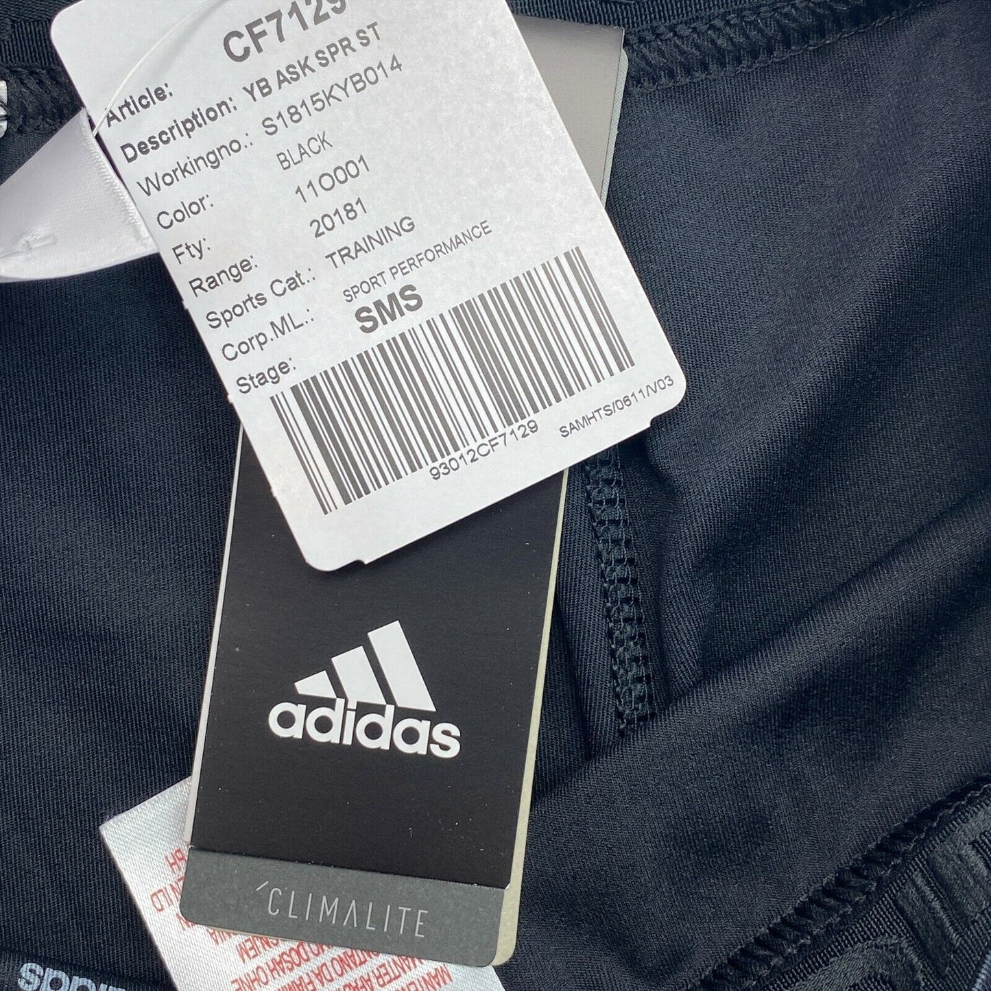 Adidas Climalite Jungen Schwarze Tech Fit Kompressionsshorts Größe 11–12 Jahre