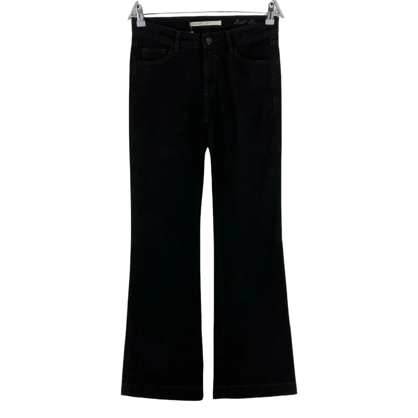 RRP €185 PIANURASTUDIO Women Black Regular Bootcut Fit Jeans Size W28