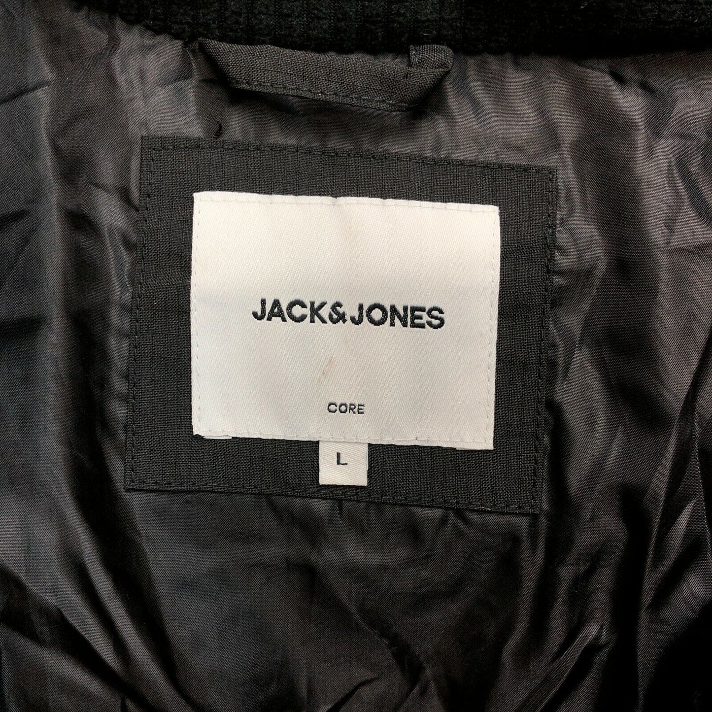 JACK & JONES Black Hooded Padded Puffer Coat Jacket Size L