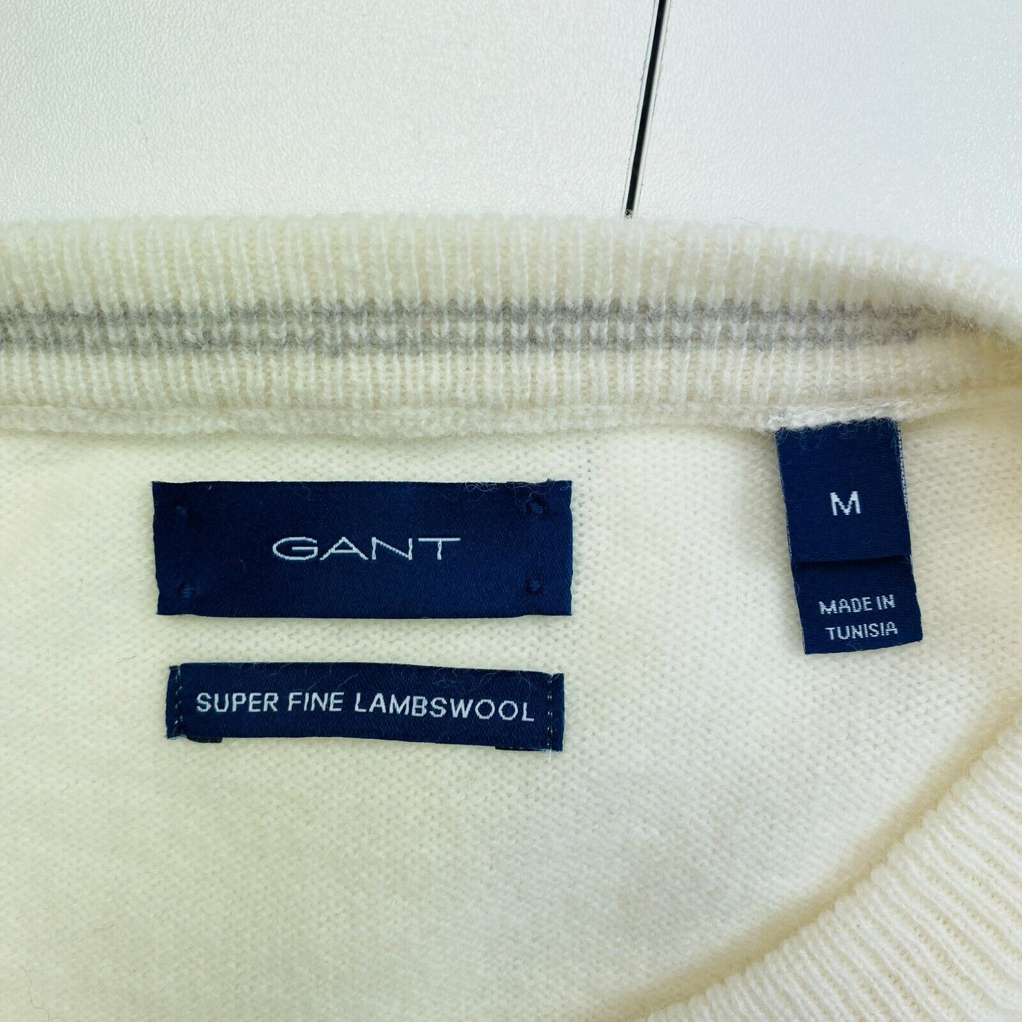 GANT Beige 100% Wool Crew Neck Sweater Pullover Size M