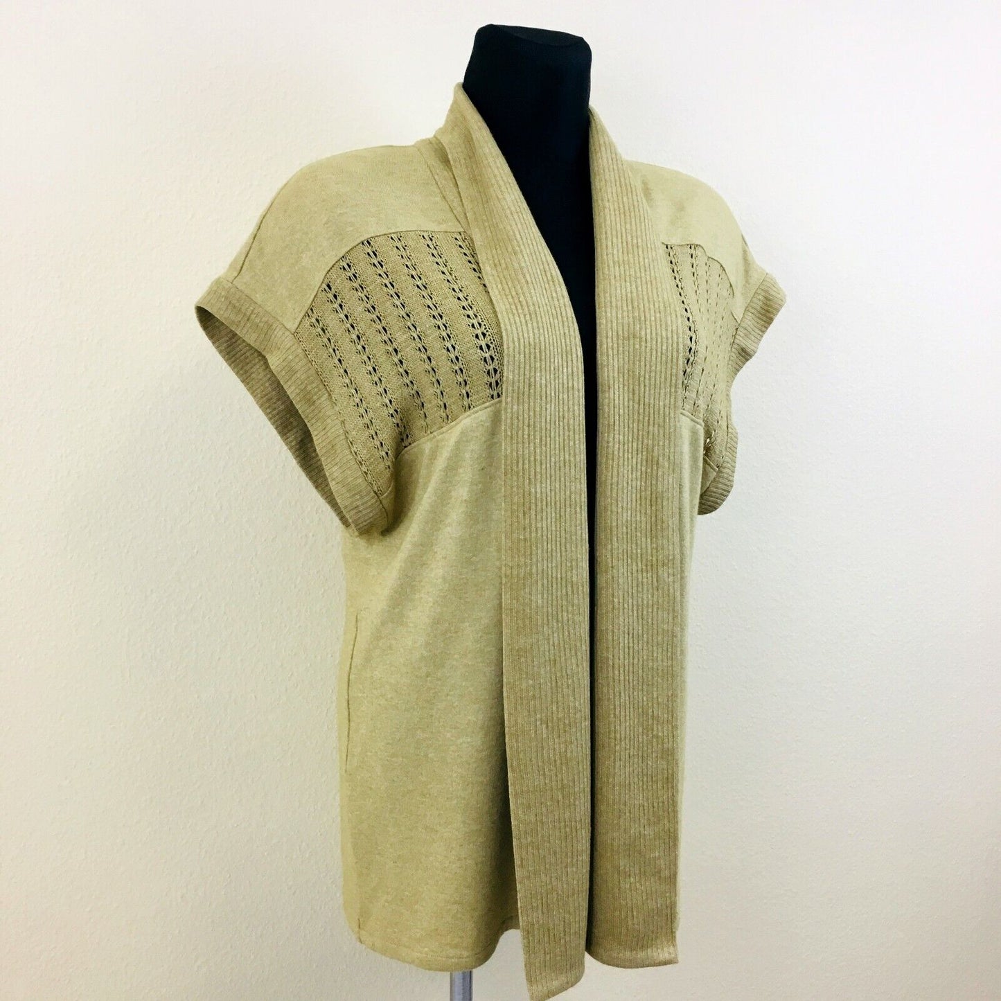 Creation Charmante Beige Übergroße Strickjacke aus Wollmischung Größe EUR 42 US 12 UK 14