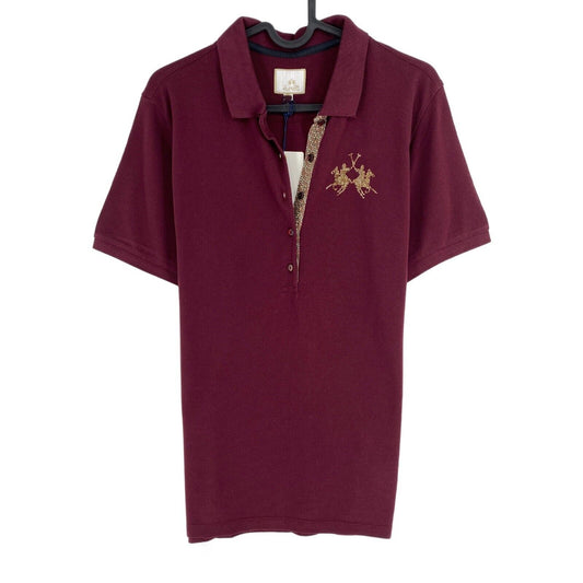 LA MARTINA Dark Red Co Modal Piquet Polo Shirt Size 3 / M