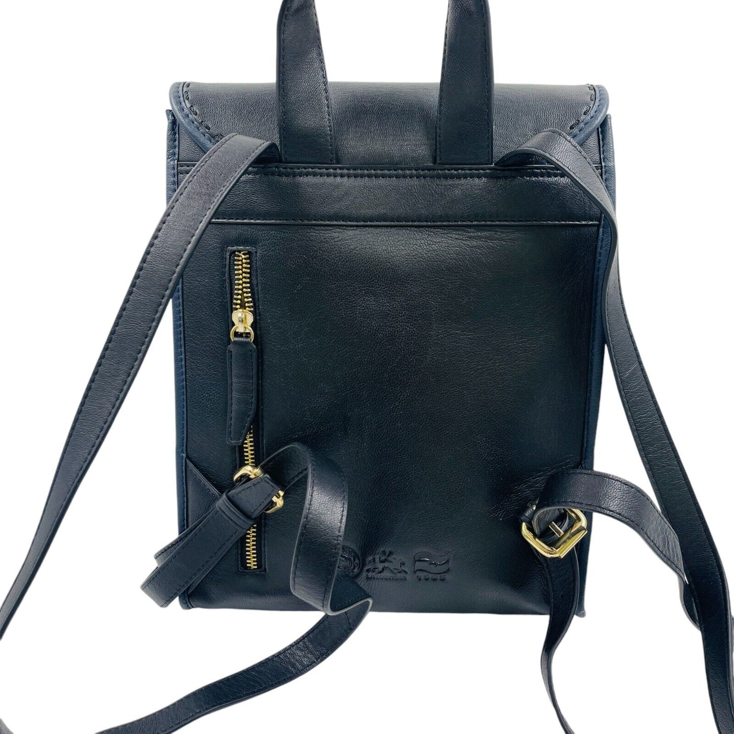 La Martina Black 100% Leather Ladies Backpack Rucksac Bag