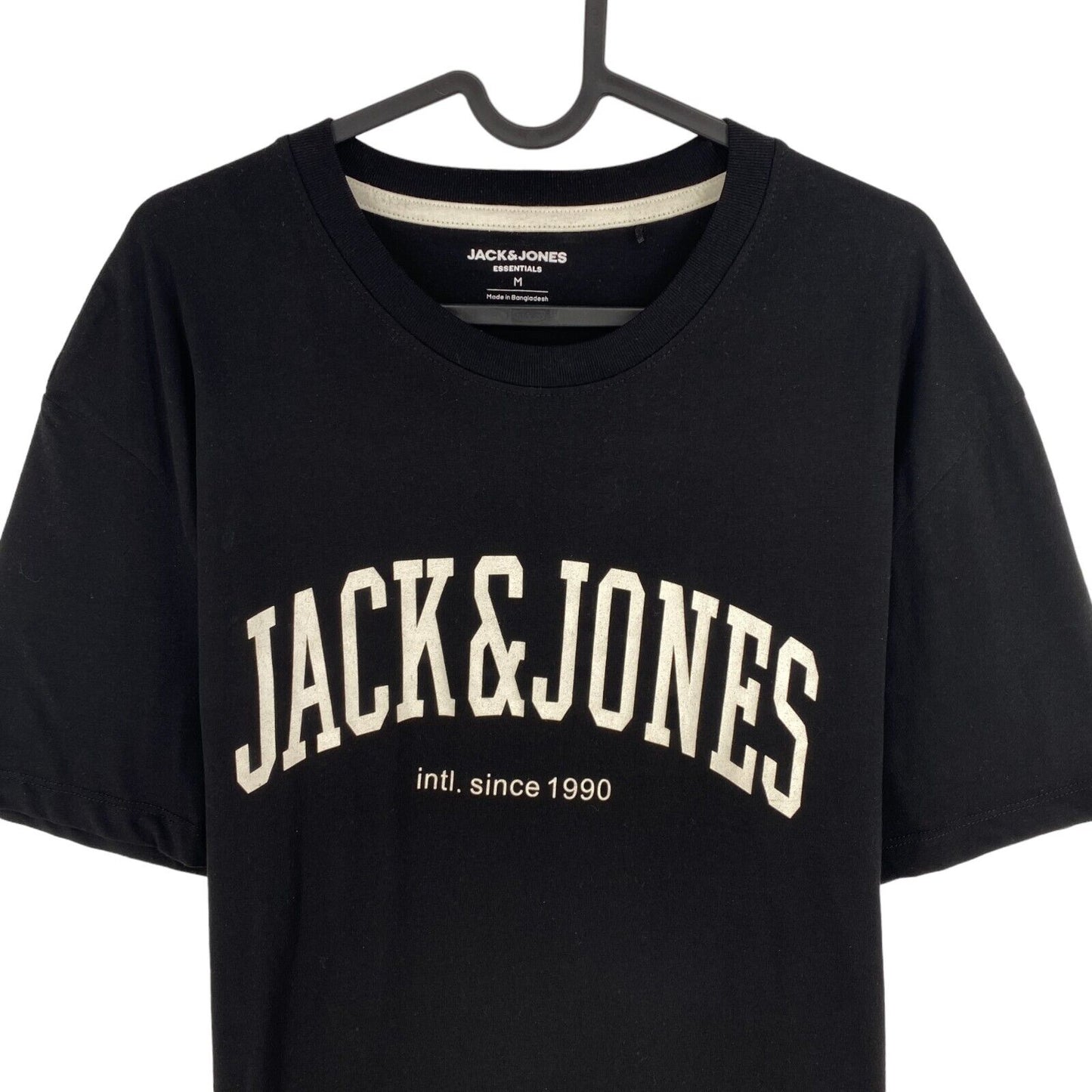 Jack & Jones Men Black Crew Neck Short Sleeves T-Shirt Size M