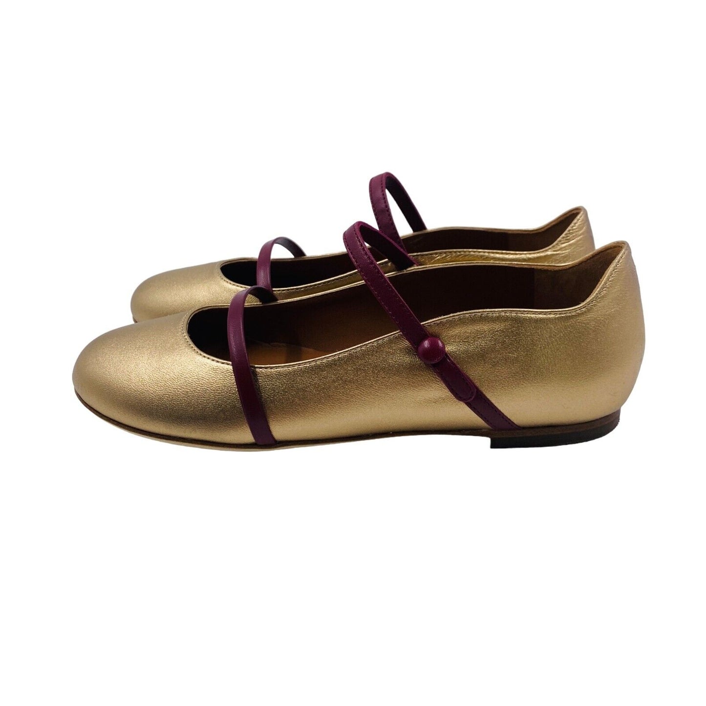 MALONE SOULIERS Gold Maureen Pump Smalls Flat Shoes Size EU 33 UK 13.5 US 1.5