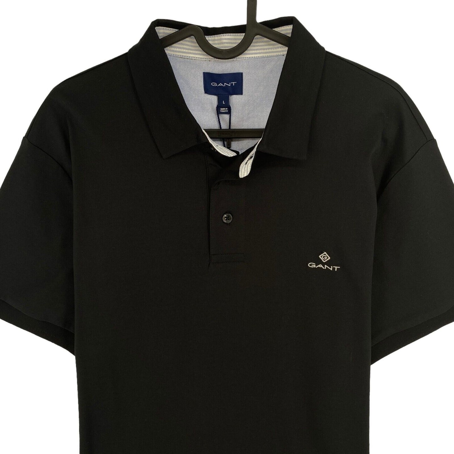 GANT Men Black Mercerized Jersey Rugger Short Sleeves Polo Shirt Size L