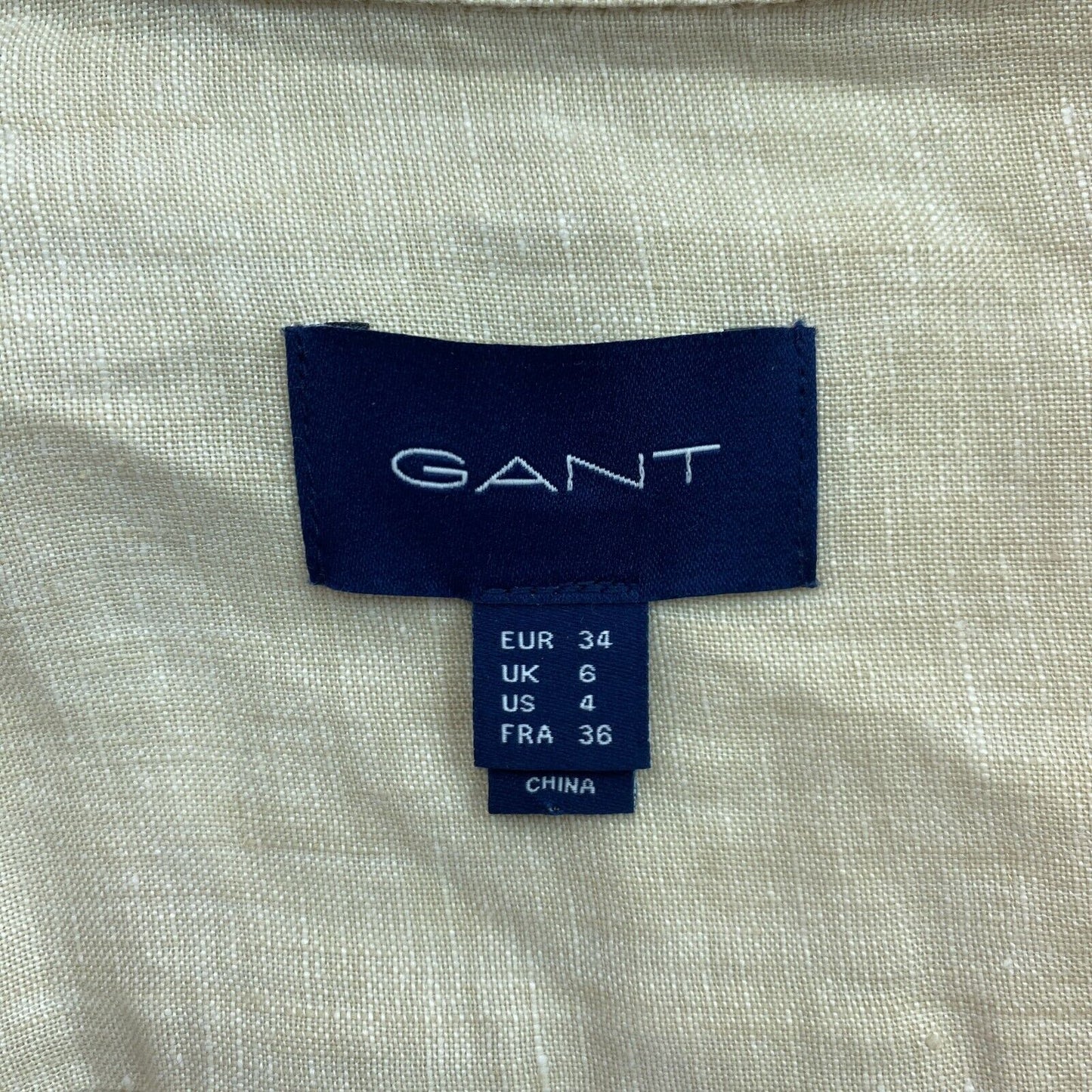 GANT Chemise en lin beige Robe à manches courtes Taille EU 34 UK 6 US 4