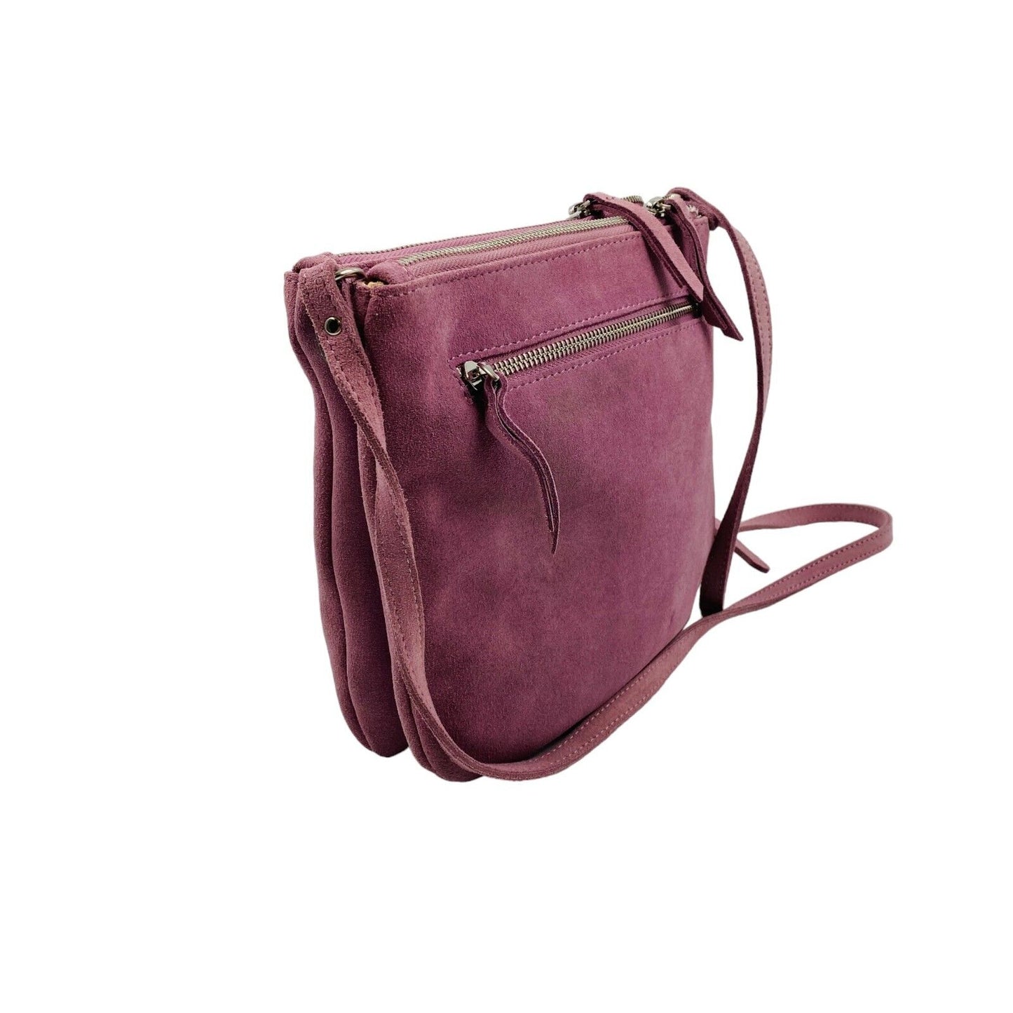 MAZARIN Dark Pink Suede Leather Handbag Shoulder Bag Crossbody Bag