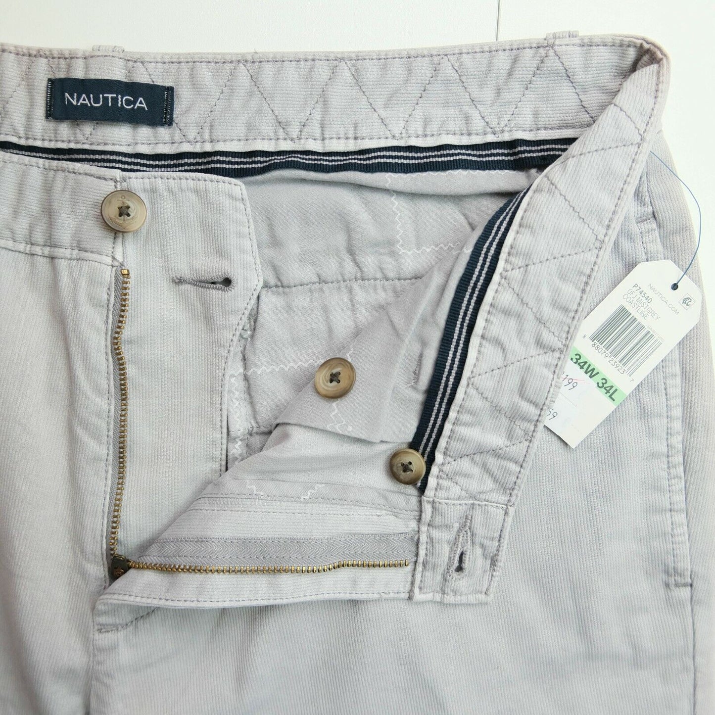 NAUTICA Light Grey Classic Fit Chino Pants Trousers Size W32 W34 L34