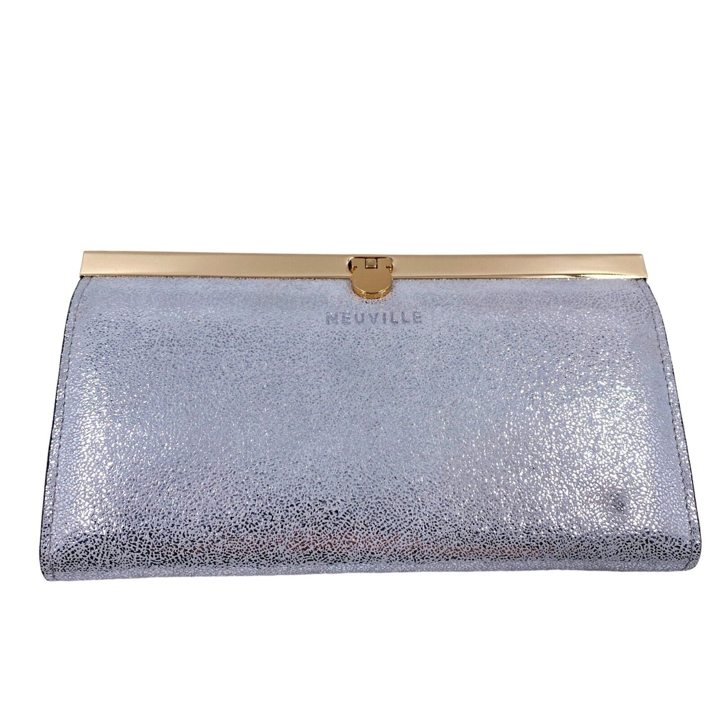 NEUVILLE – Glitzernde, silberne Clutch mit Geldbörse