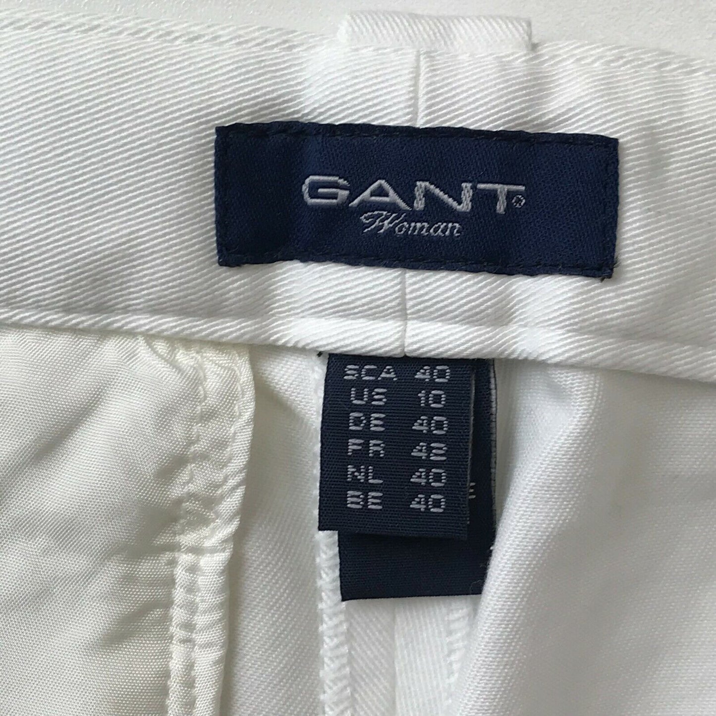 GANT Women White Regular Straight Fit Capri Trousers Size EU 40 US 10 W31