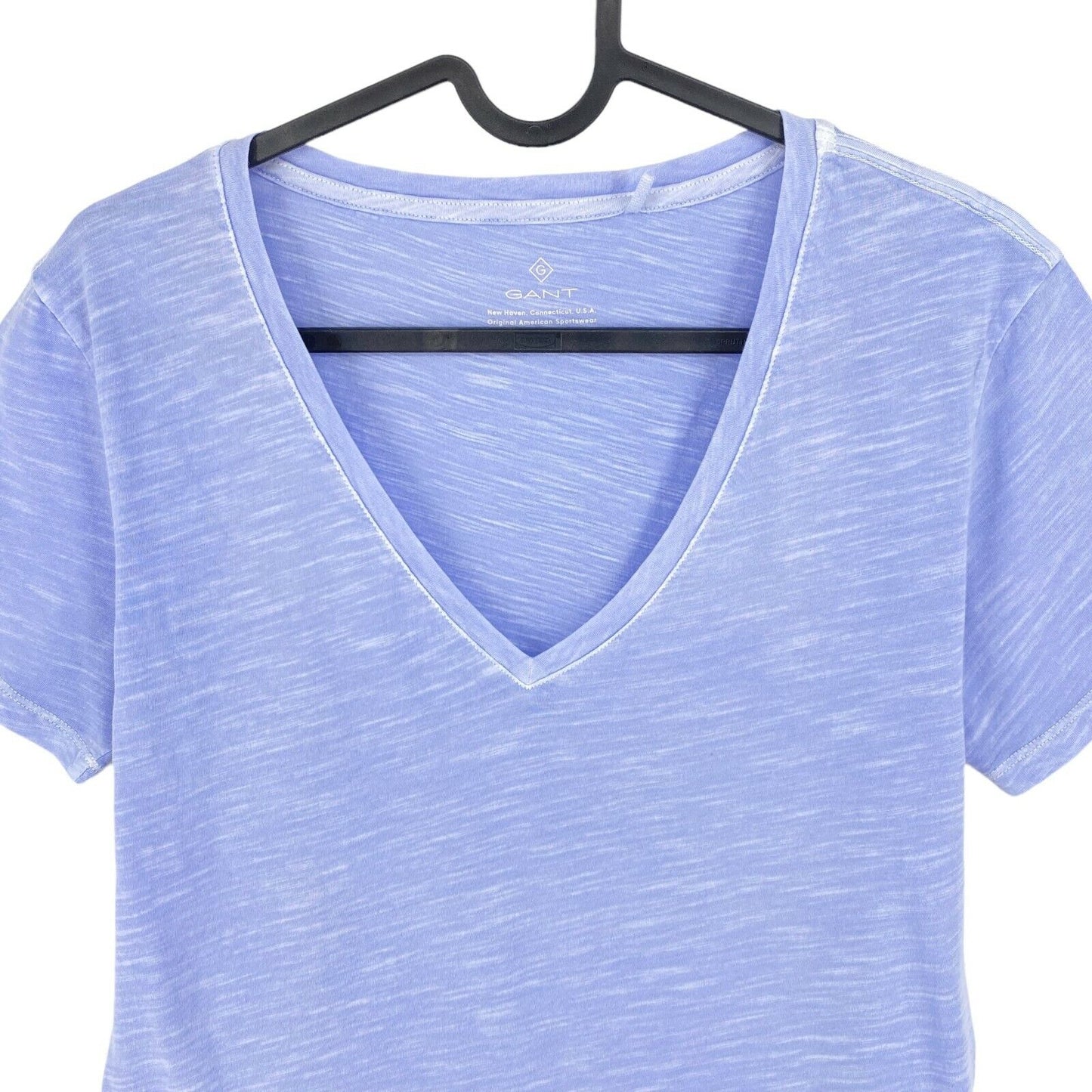 GANT T-Shirt mit V-Ausschnitt, sonnenverblasst, Blau, Größe XS