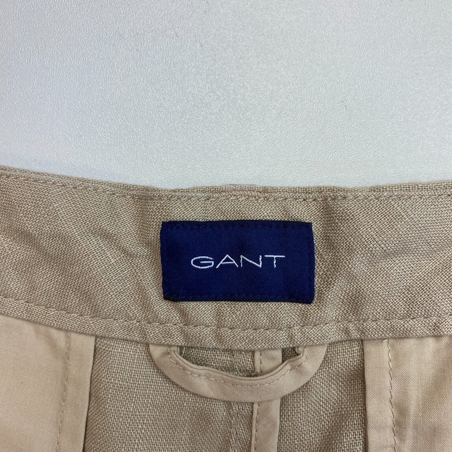 GANT Brown Linen Relaxed Fit Cropped Chino Pants Trousers Size L