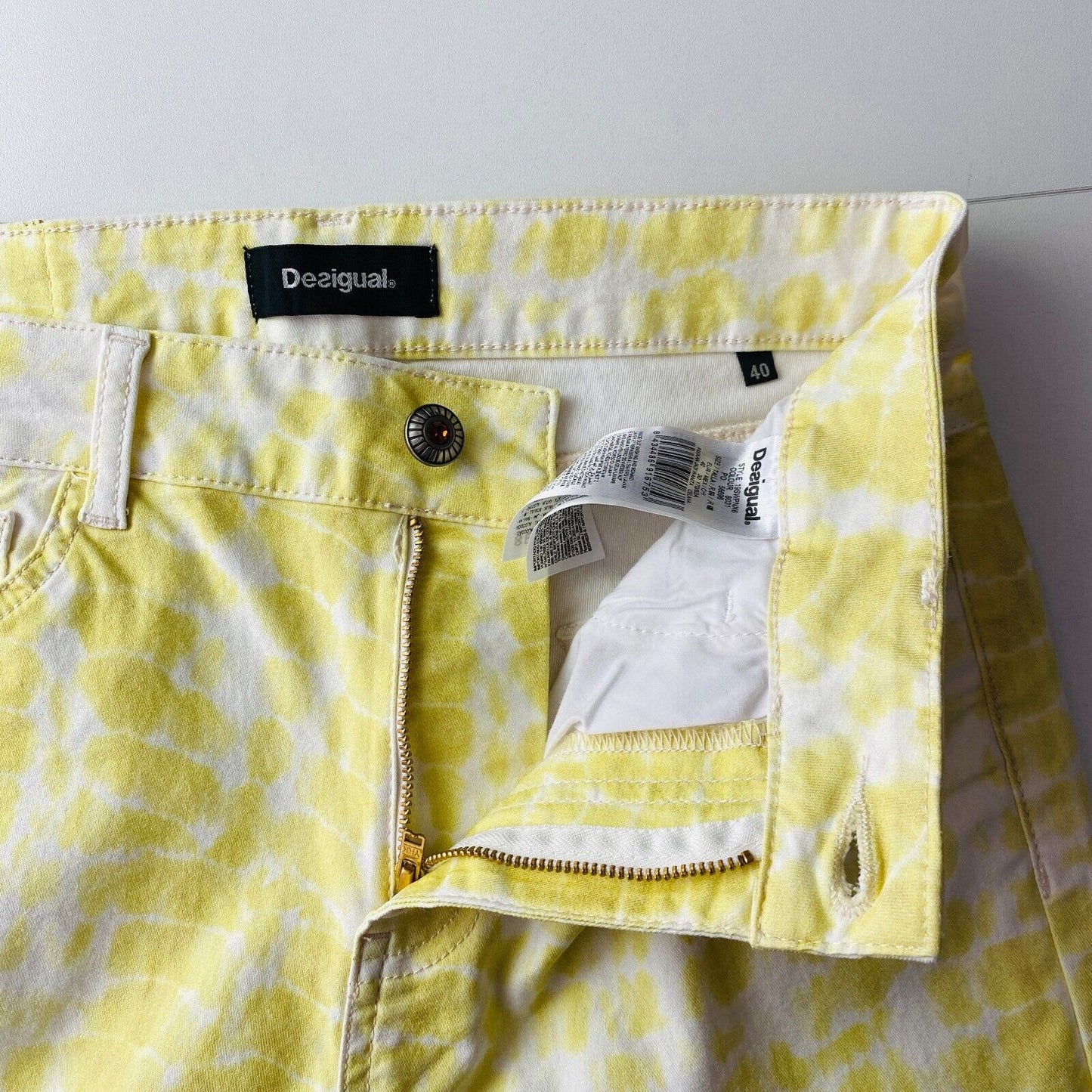 DESIGUAL Women Yellow Stretch Slim Fit Jeans Size EUR 40 UK 12 US 6 W30