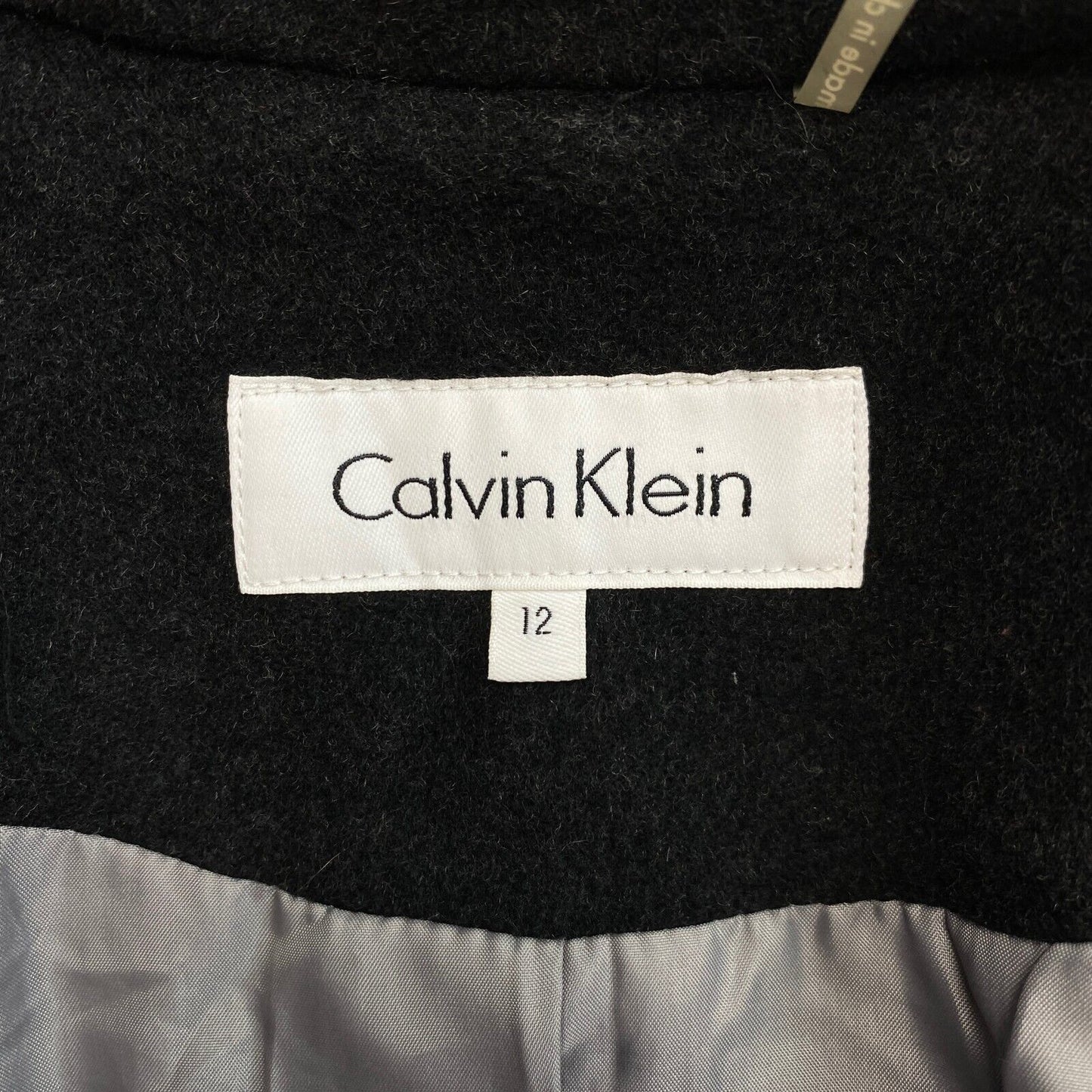 Calvin Klein Grey Wool Blend Pea Coat Jacket Size EU 42 UK 14 US 12