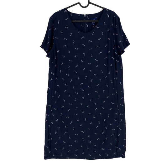 GANT Navy Blue Classic Shift Micro Print Crew Neck Dress Size EU 34 UK 6 US 4