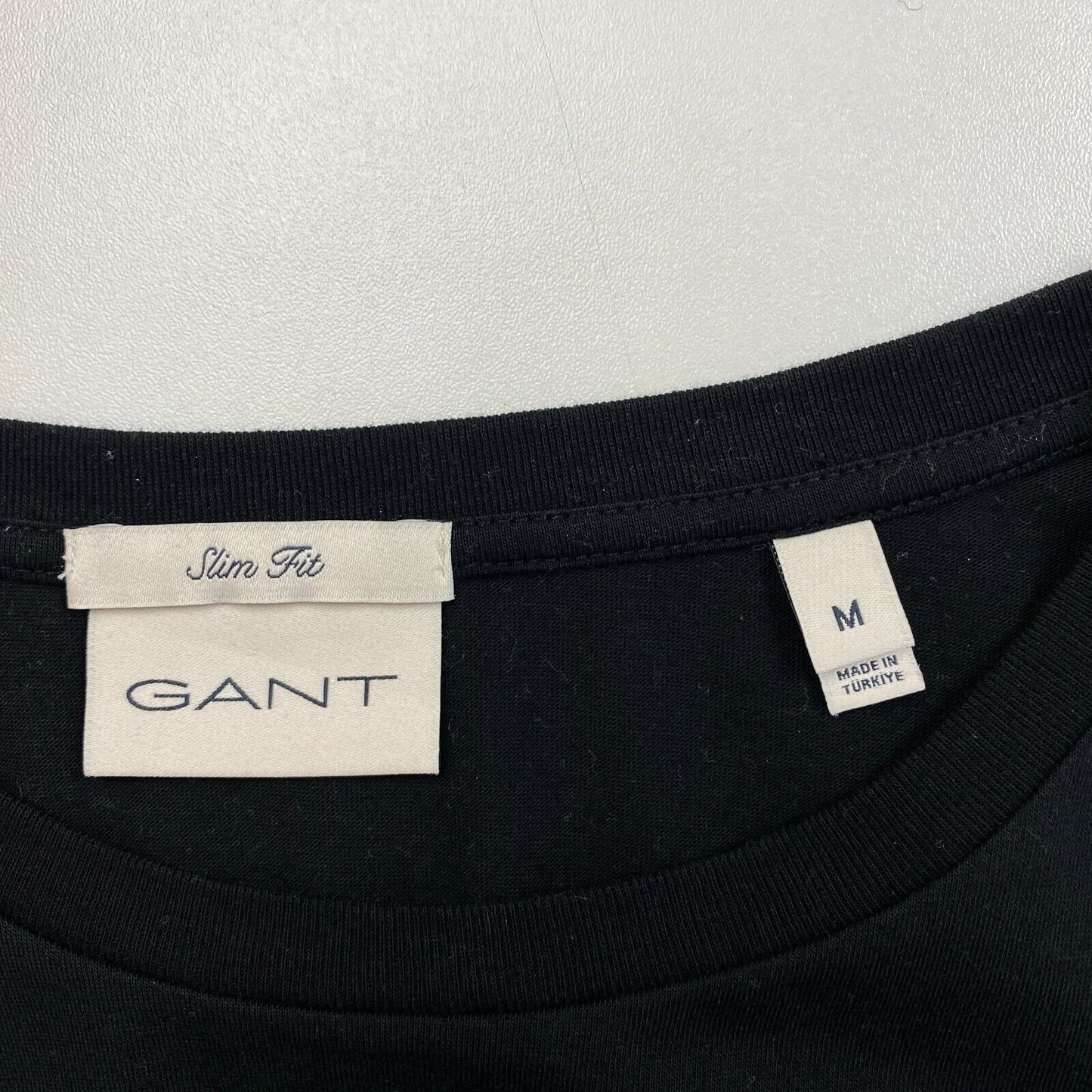 GANT Black Mercerized Jersey Slim Fit Long Sleeves Crew Neck T Shirt Size M