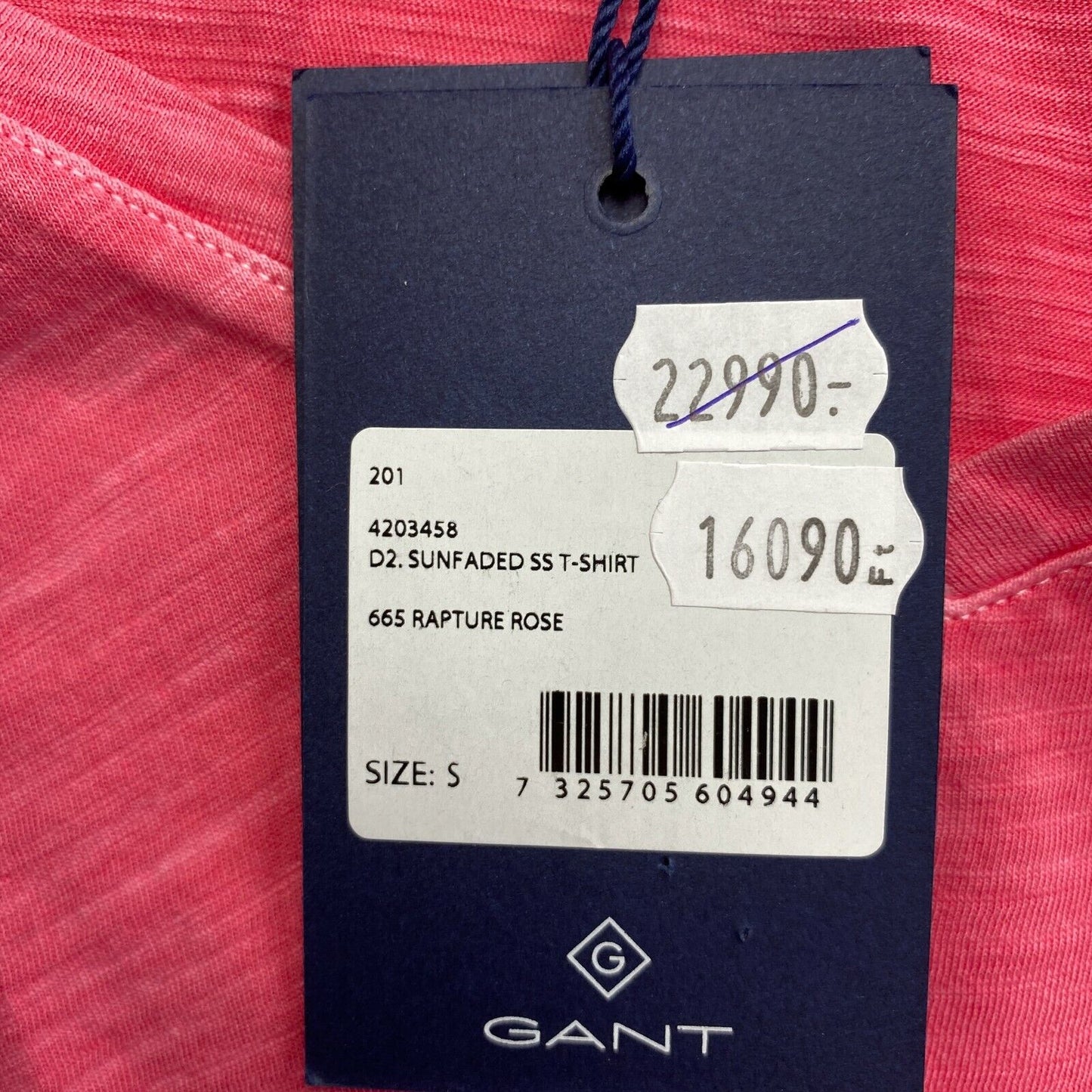 GANT T-Shirt mit V-Ausschnitt, sonnenverblasst, Pink, Größe S