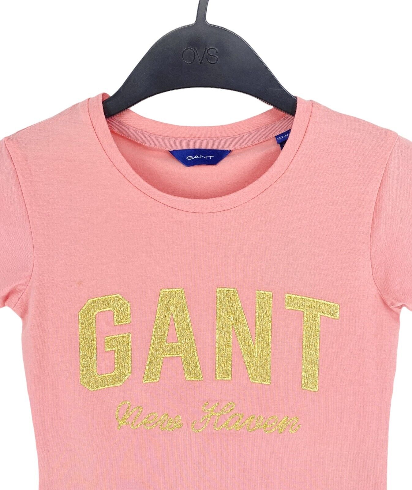 GANT Mädchen T-Shirt, glänzend, Rundhalsausschnitt, Rosa, Größe 7 – 8 Jahre, 122/128 cm