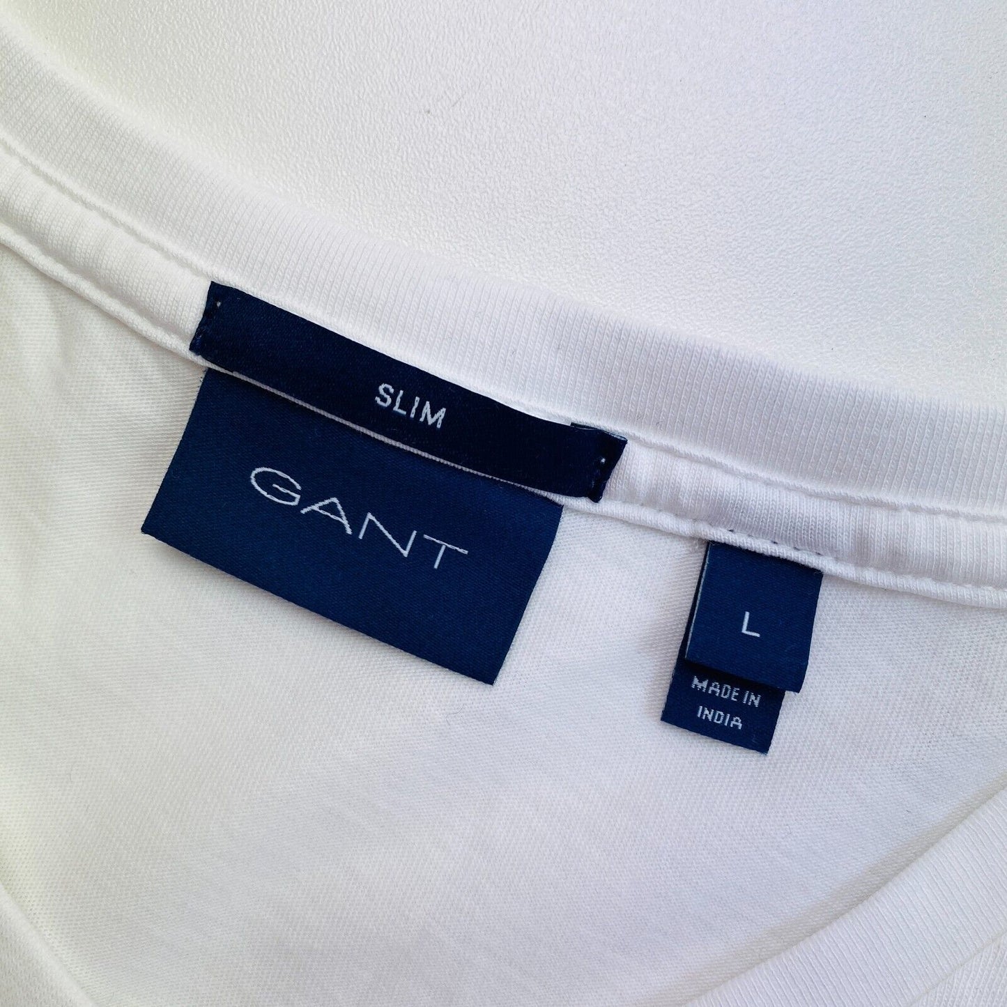 GANT White Original Slim Fit V Neck T Shirt Size L