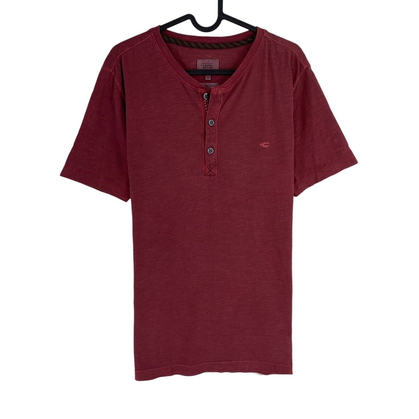 CAMEL ACTIVE Men Dark Red Henley Neck Short Sleeves T Shirt Size M