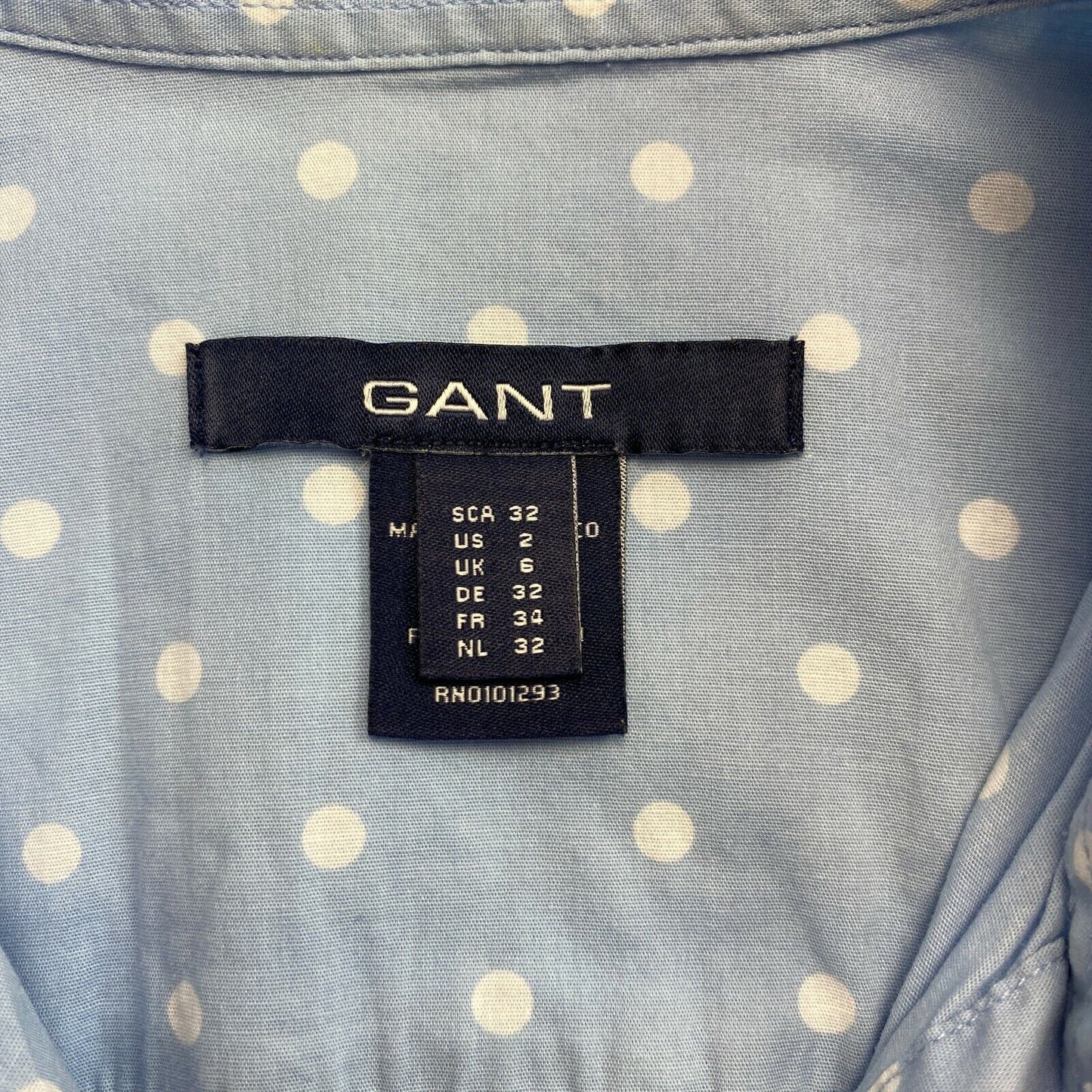 GANT Chemise à manches courtes à pois bleu clair Taille EU 32 UK 6 US 2