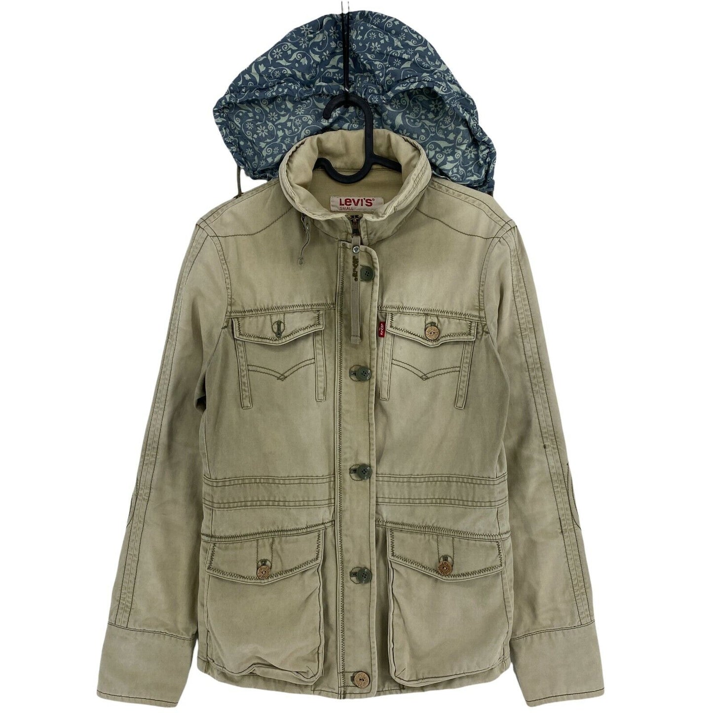 LEVI'S Beige 100% Cotton Hooded Jacket Size S