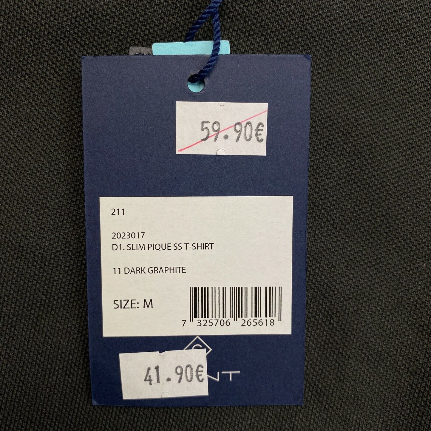 GANT T-Shirt Slim Pique Original Rundhalsausschnitt, Dunkelgrau, Größe M