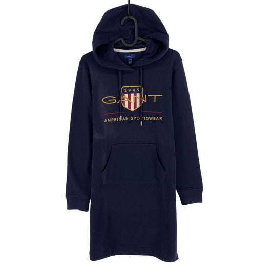 GANT Navy Blue Archive Shield Hoodie Dress Size XS