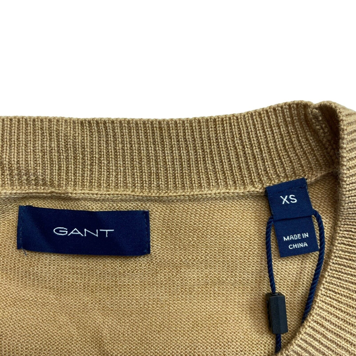 GANT Brauner Pullover mit Rundhalsausschnitt, 100 % Wolle, Größe XS