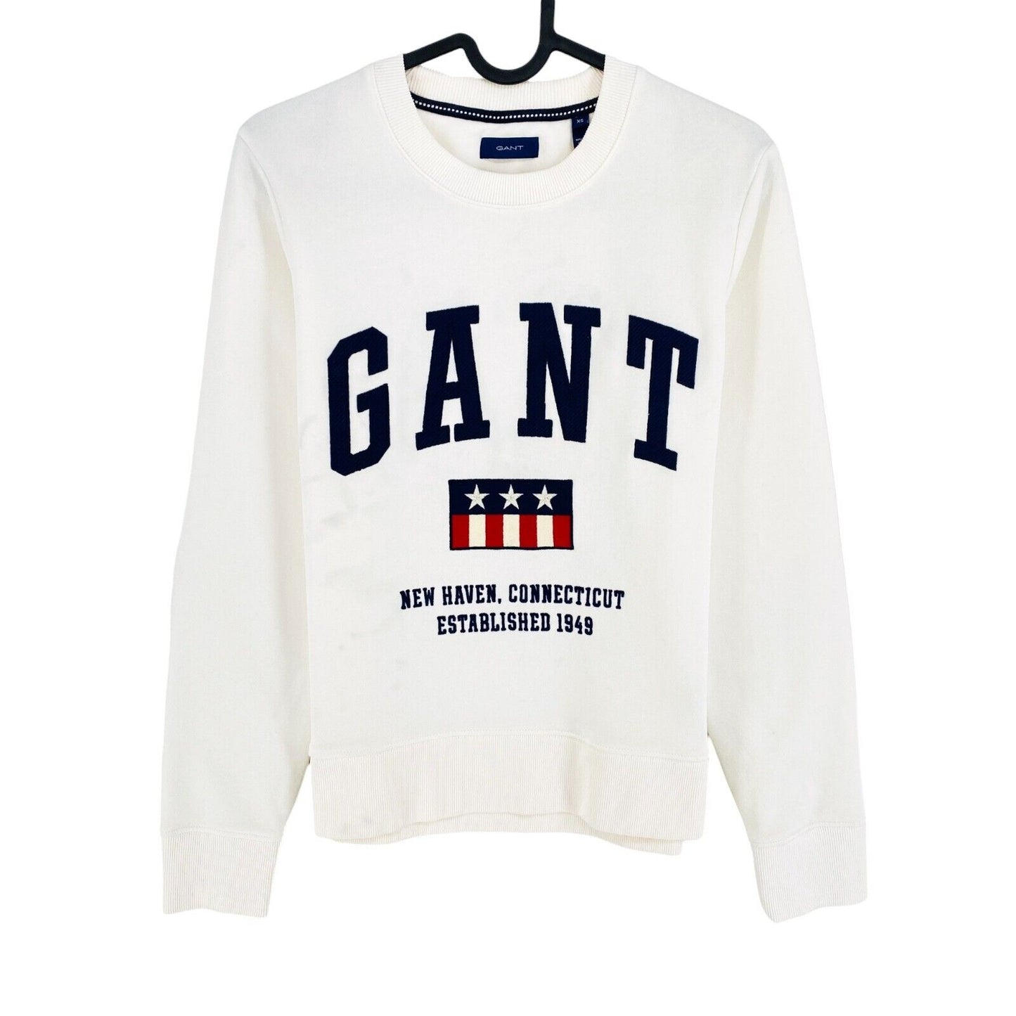 GANT White Retro Shield Crew Neck Sweater Pullover Size XS