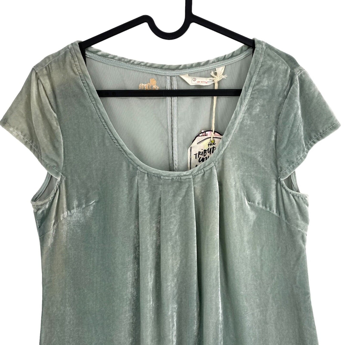 ODD MOLLY Women Light Green Absolute Velour Dress Size 1 / S