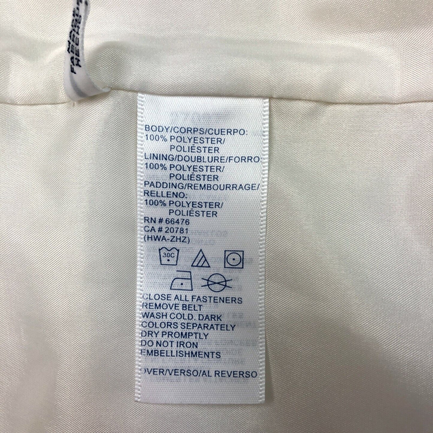 TOMMY HILFIGER Veste manteau ceinturée rembourrée blanche Taille S