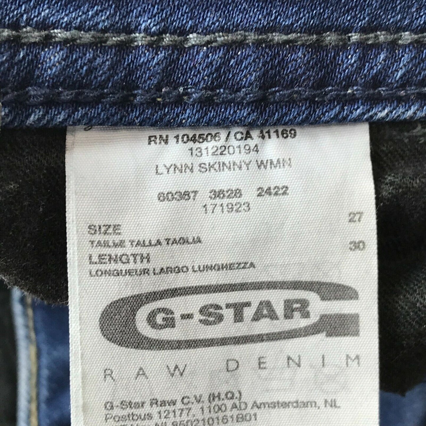 G-STAR RAW LYNN Women Blue Skinny Fit Jeans Size W27 L30