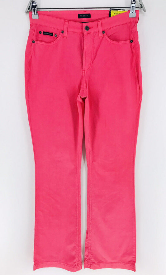 €115 GANT Women Pink Stretch Regular Bootcut Fit Chino Pants Trousers W29 L32