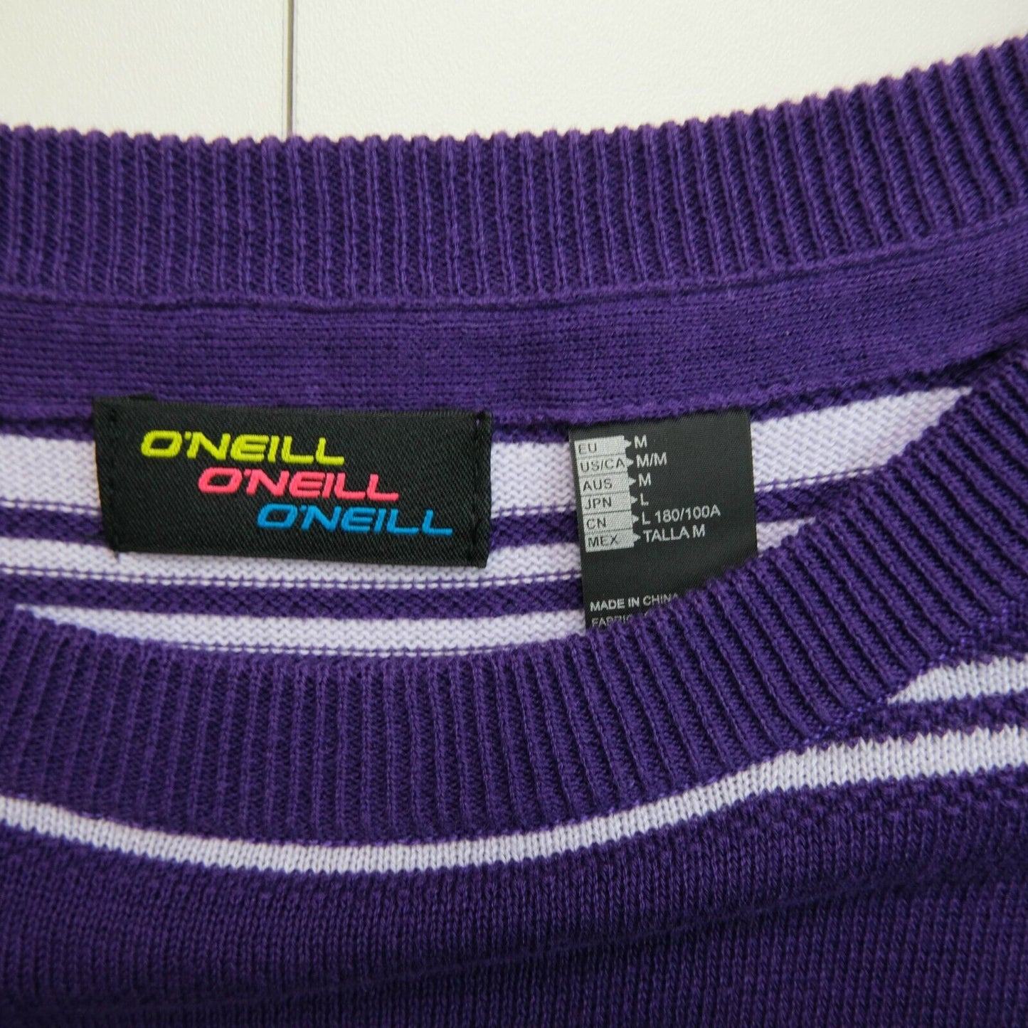 O'NEILL Purple Striped Crew Neck Sweater Jumper Size M