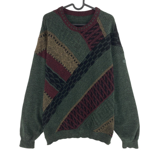 Cosby vintage Rétro années 90 BUECKLE Pull vert foncé Pull Taille UE 56 UK/US 46