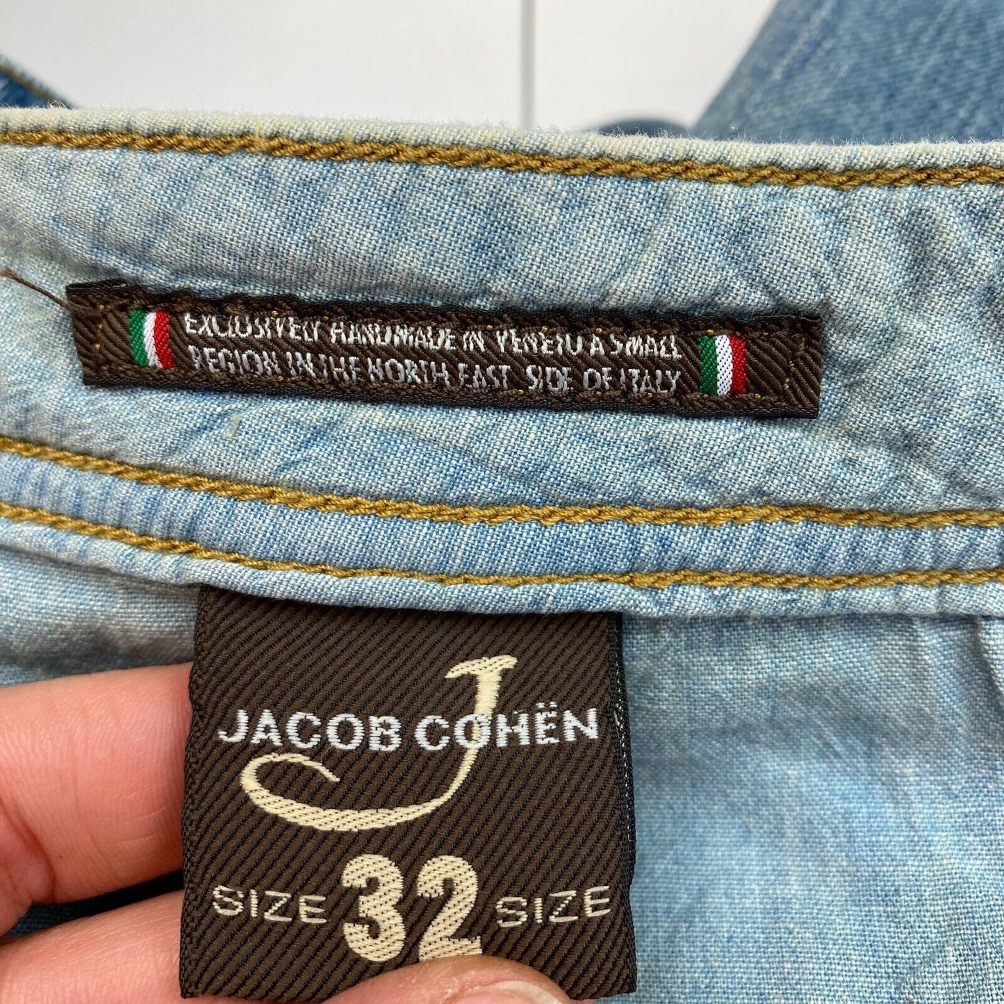 Jacob Cohen Men 620 Limited Blue Selvedge Jeans Size W32 L34 Made In Italy