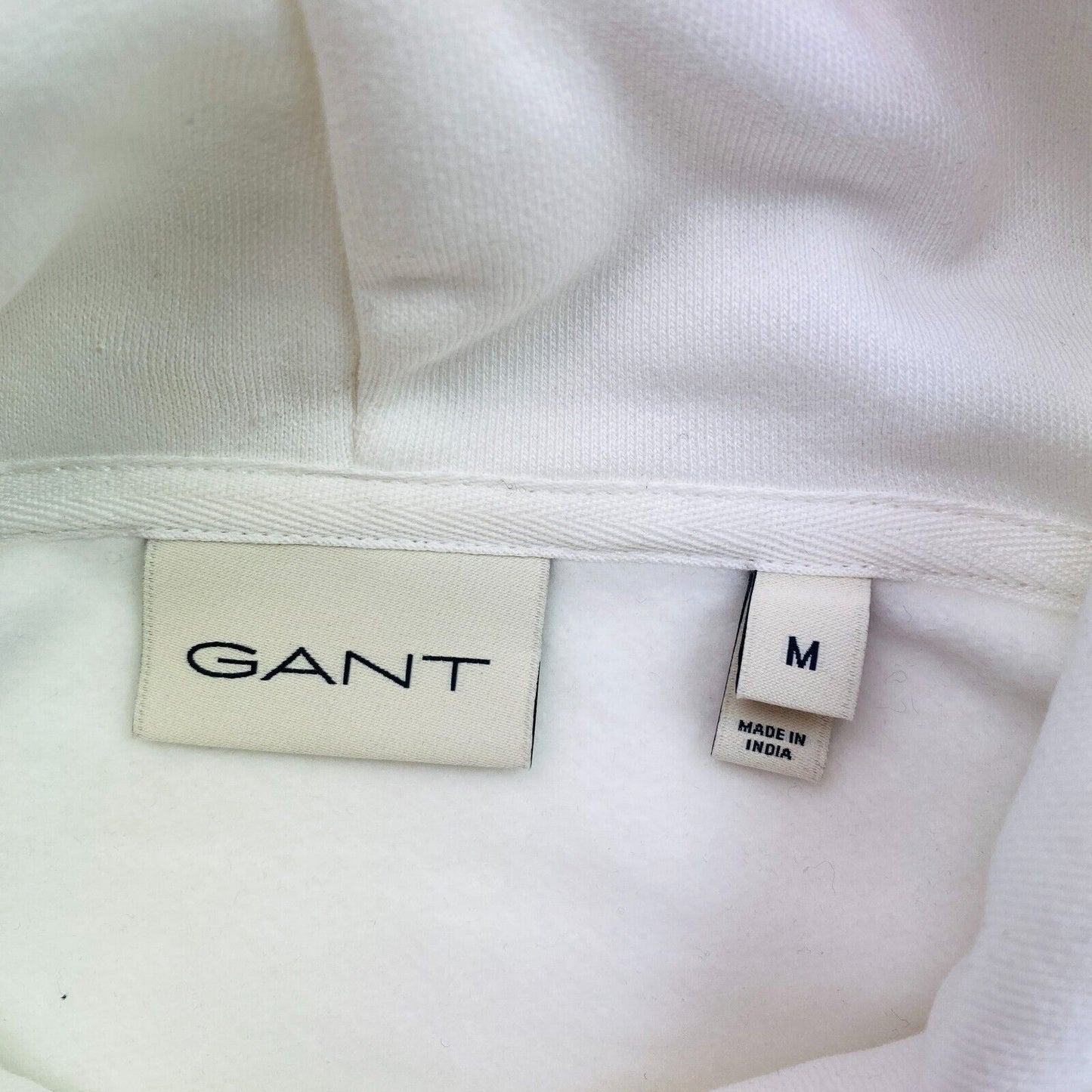 GANT Men White Tonal Archive Shield Hoodie Sweater Pullover Jumper Size M