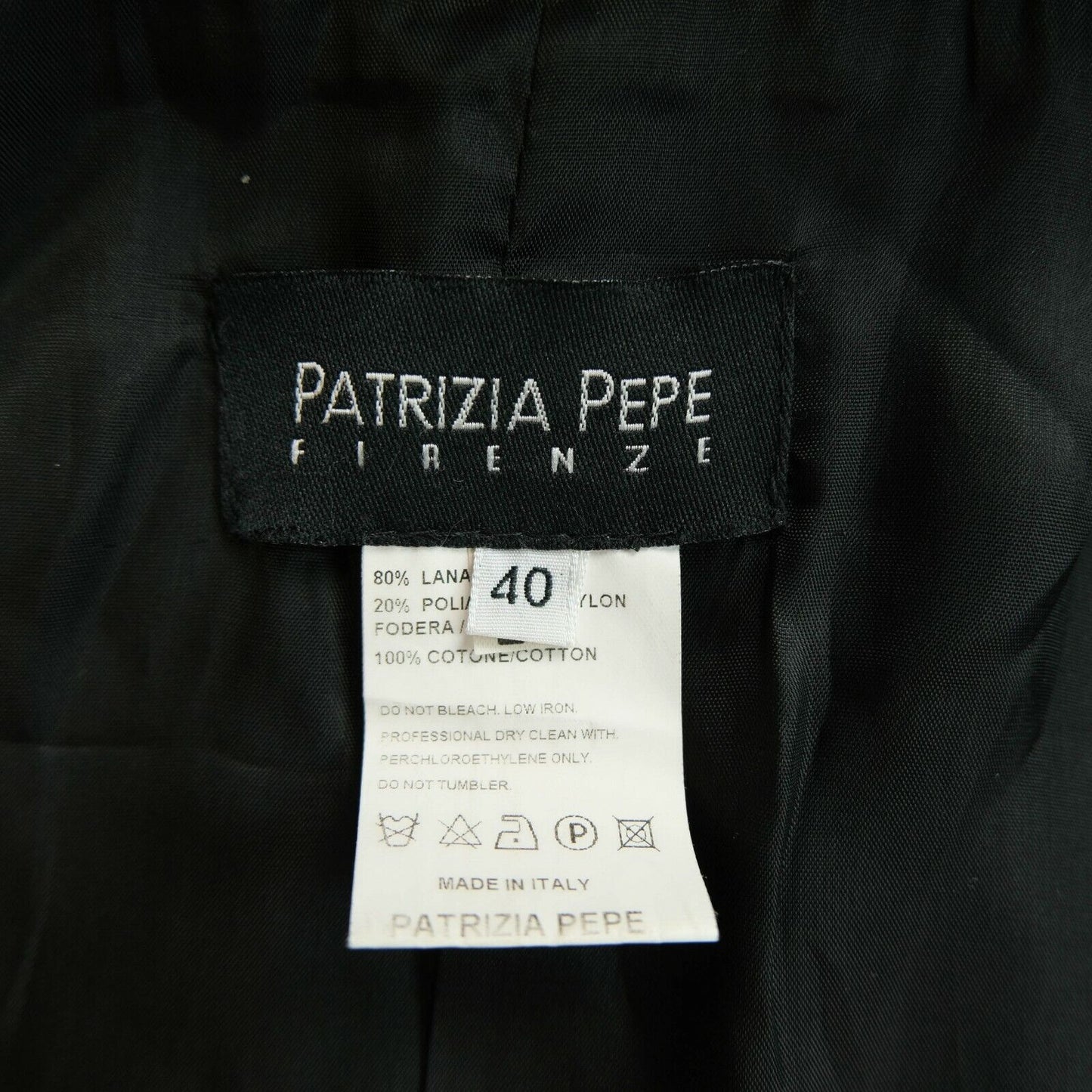 PATRIZIA PEPE FIRENZE Black Wool Overcoat Jacket Coat Size 40