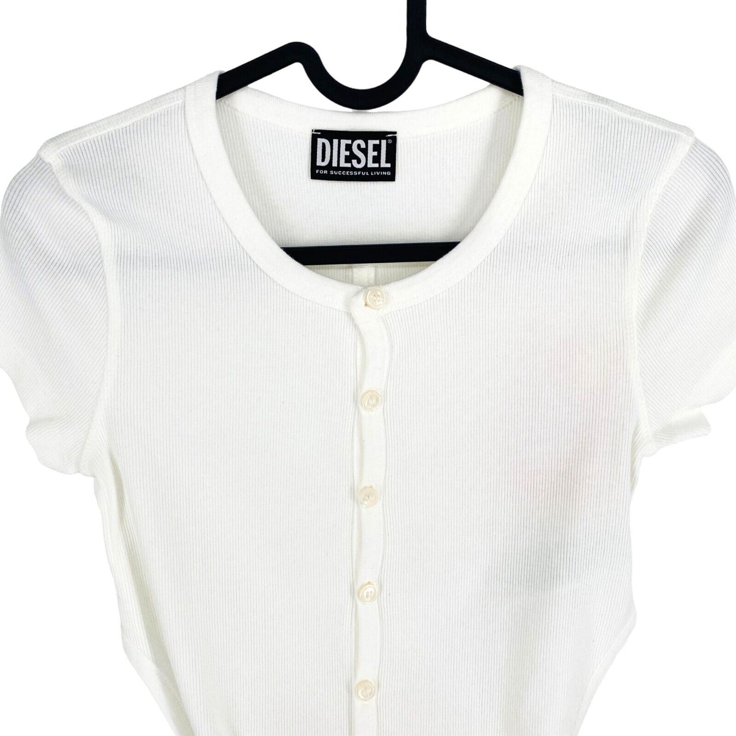 DIESEL Women White T-HOLDY Crew Neck T Shirt Size XS