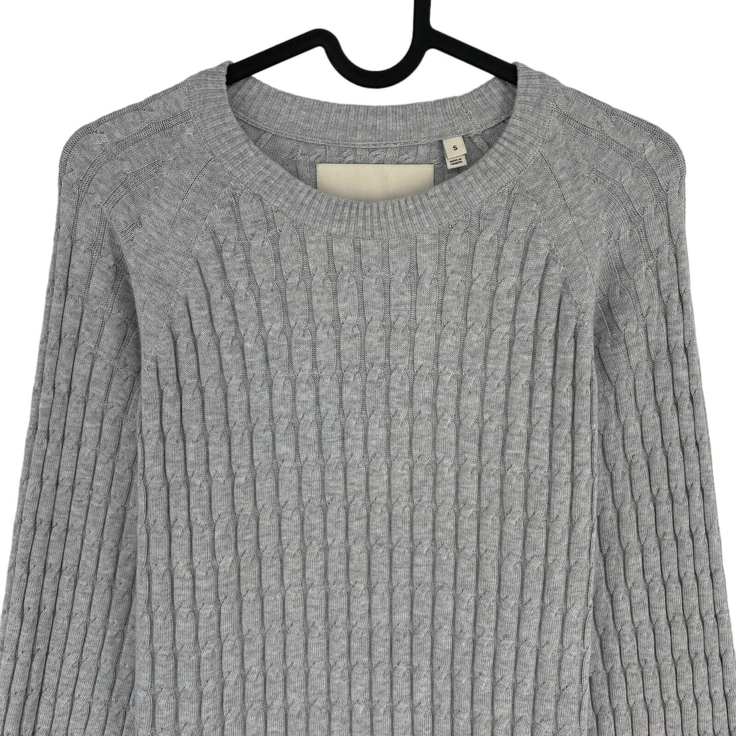 GANT Grey Cable Knit Crew Neck Jumper Sweater Size S