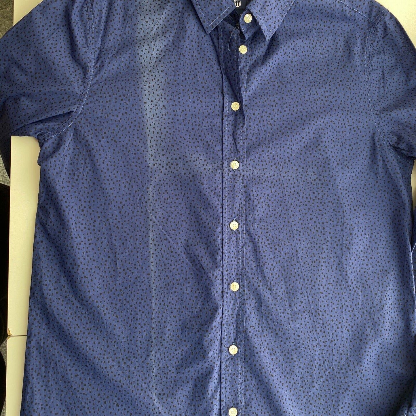 GANT Dark Blue Voile Freckle Dot Shirt Size EU 38 UK 12 US 8