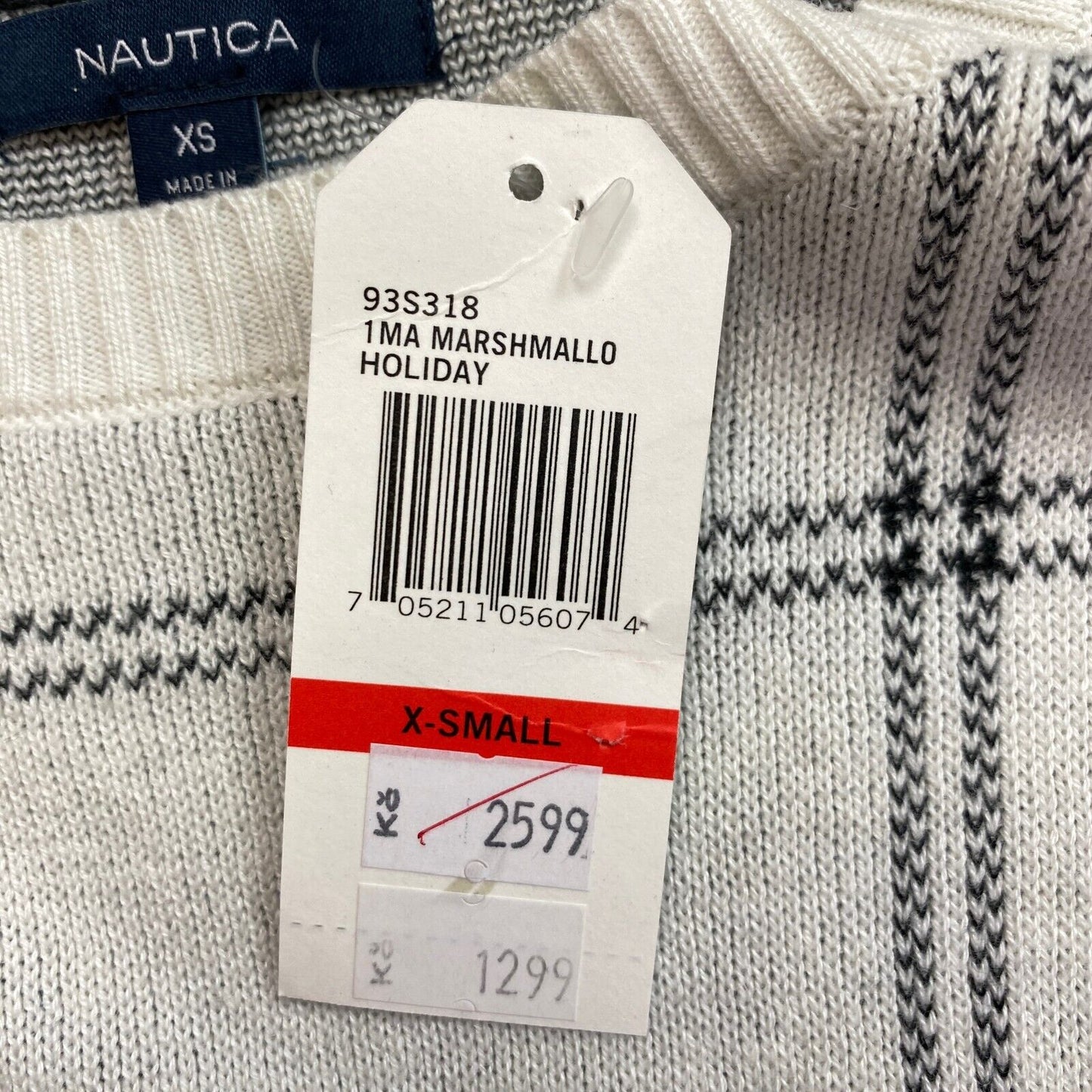 NAUTICA Hellgrauer Pullover mit Rundhalsausschnitt, Größe XS