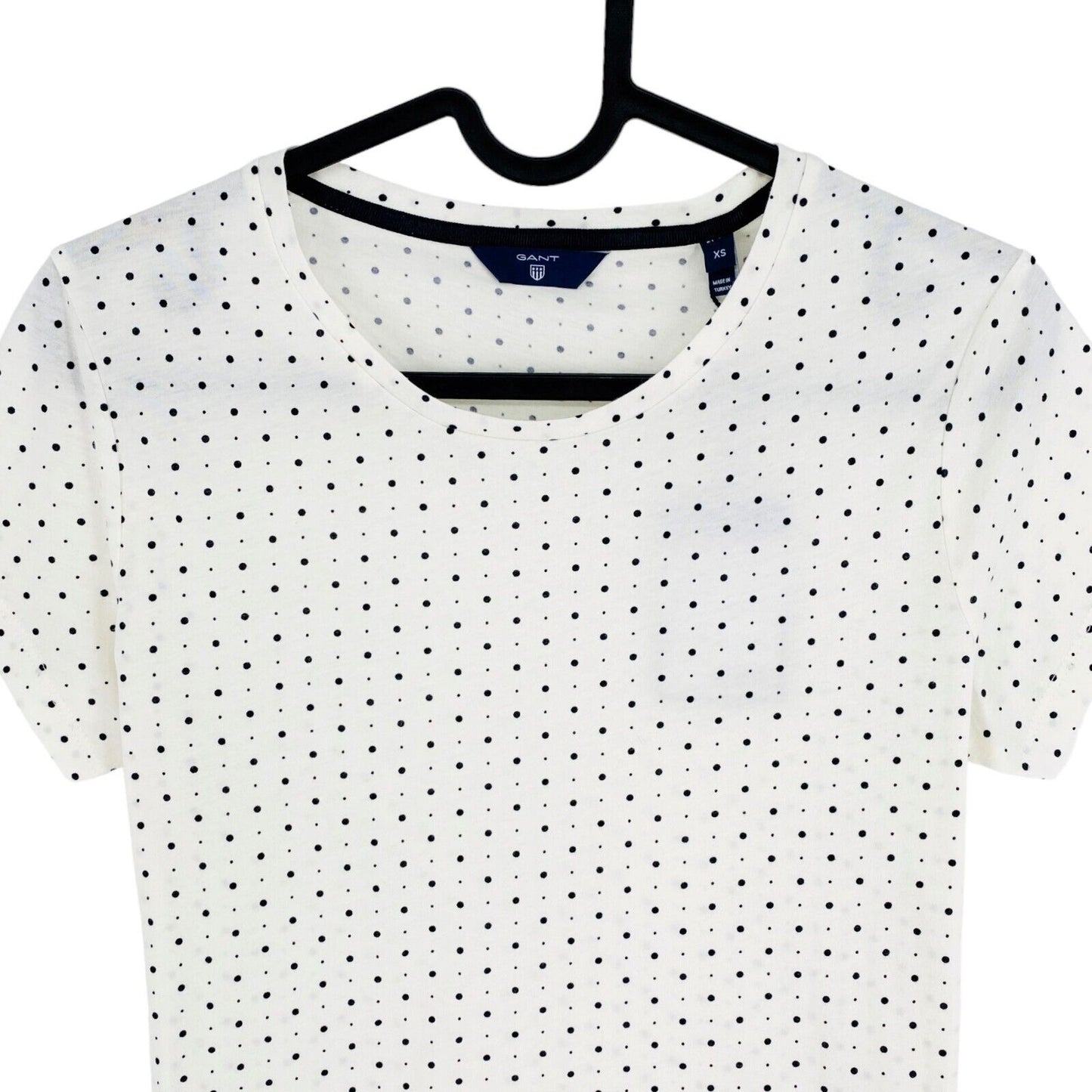 GANT White All Over Dot Printed Crew Neck T Shirt Size XS